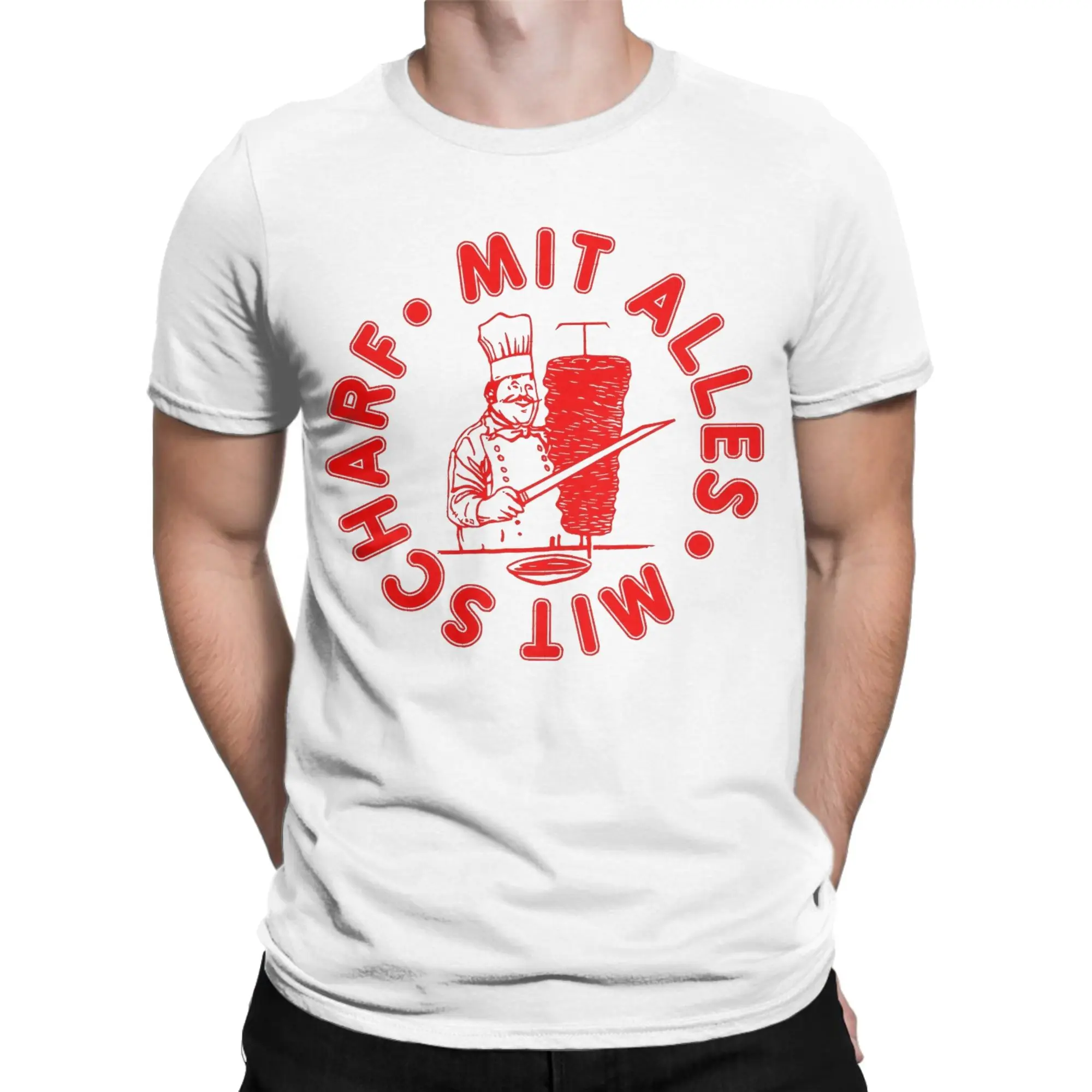Doner Kebab Mit Scharf Mit Alles T-Shirts Men Foodie Unique Cotton Tee Shirt Round Neck Short Sleeve T Shirt Classic Clothing