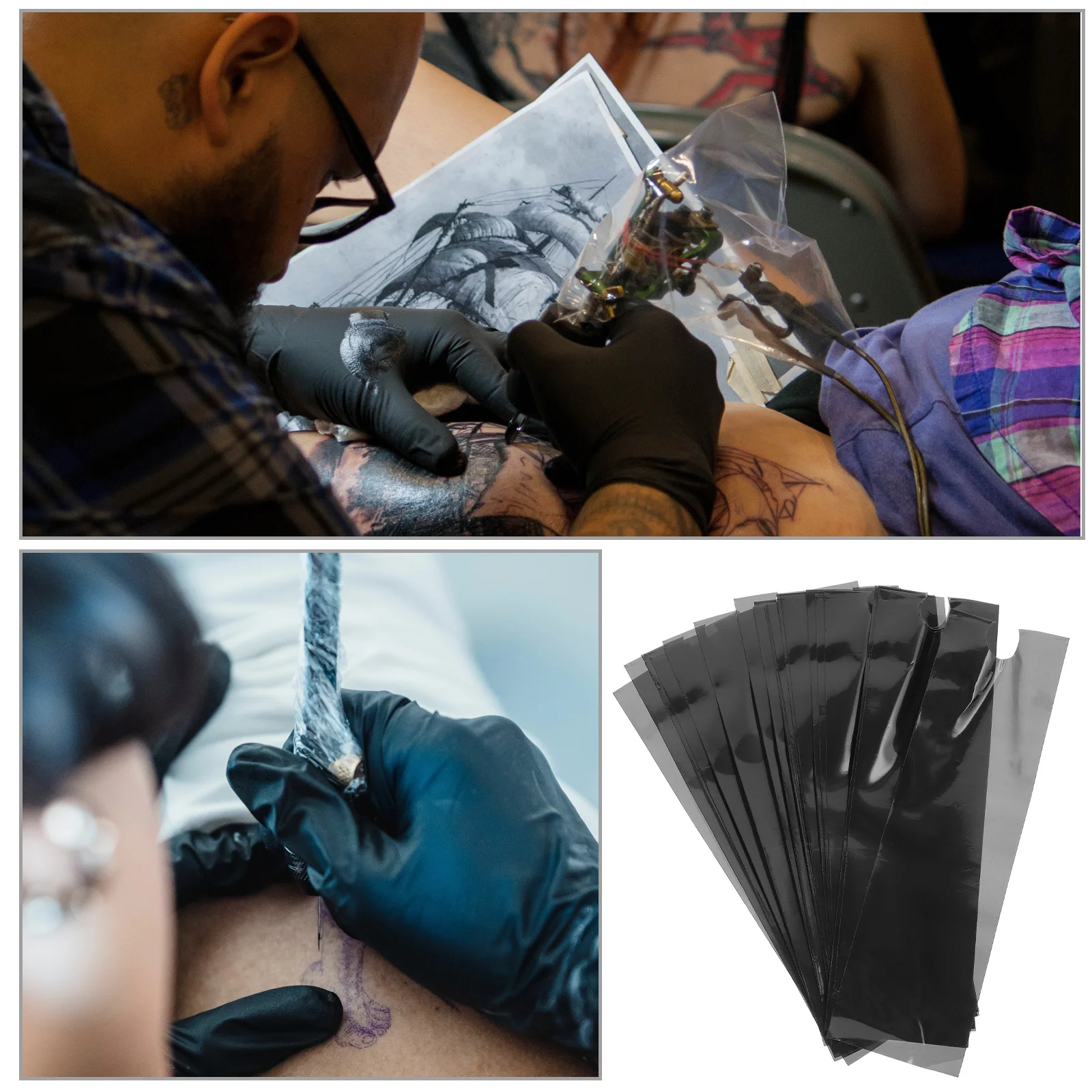 200 قطعة من غطاء بلاستيكي لقلم الوشم للاستعمال مرة واحدة، غلاف حماية لمستلزمات آلة الوشم، مستلزمات الوشم