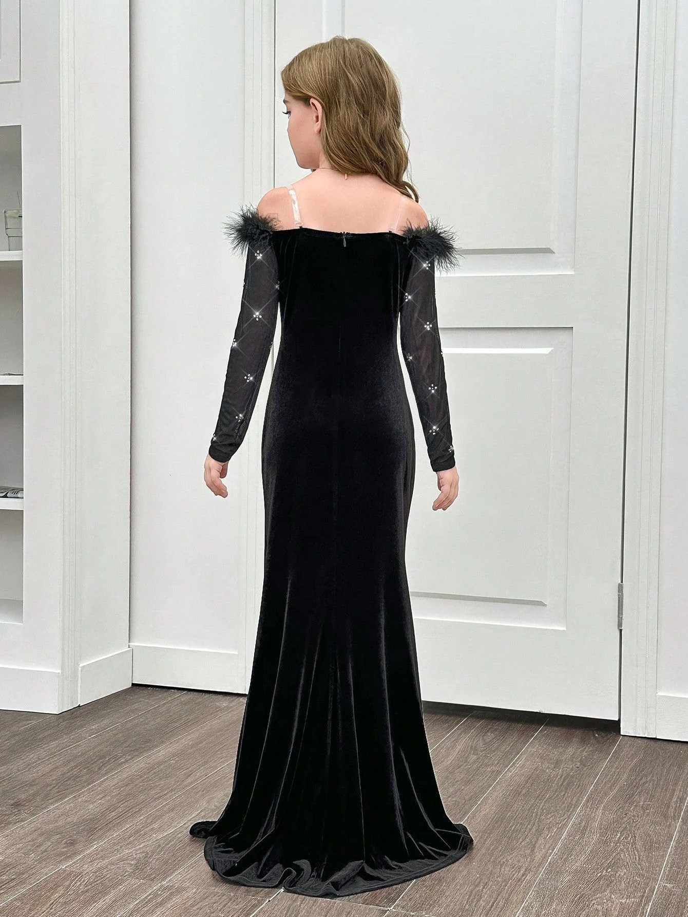 Festive Dress For Girl Wedding Formal Evening Gown Elegant Kids Girl Birthday Party Dress Children Costume Piano Perform Dress