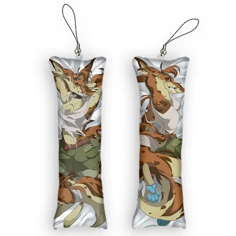 

4x12cmMini Furry Dakimakura Keychain Anime Circuit Small Pillow Pendant Cute Otaku Key Chain Bag Backpack Funny Decoration