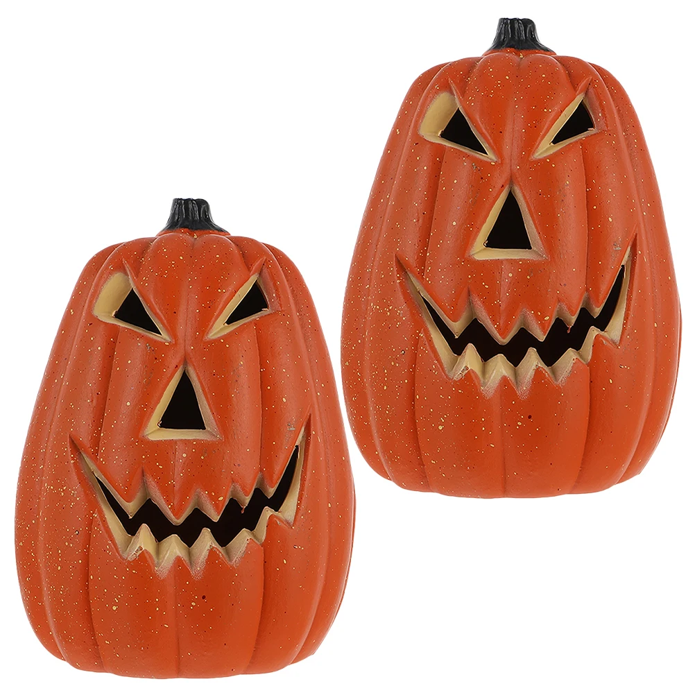 

2pcs Pumpkin Skull Decoration Halloween Party Craft Festive Table Centerpiece Plastic Decorative For Home Outdoor Lighting Decor