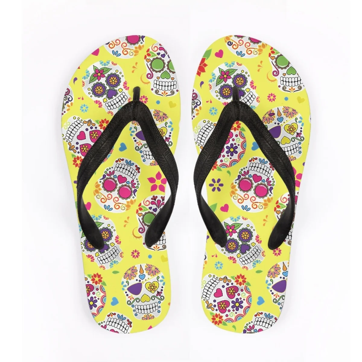 Kawaii Gold Cartoon Print Skull Ladies Slippers Bathroom Shower Non-slip Soft-Soled Shoes Hawaii Seaside Resort Swim Flip Flops