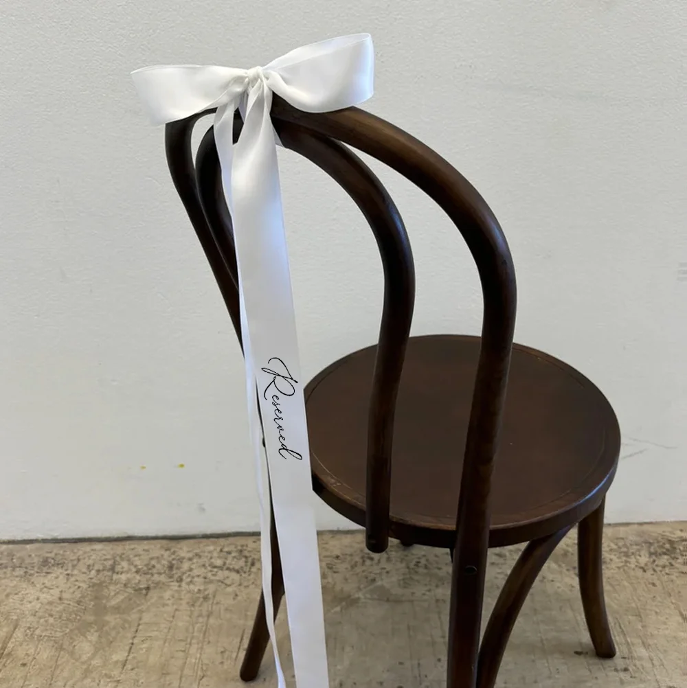 

5pcs 8*200cm Reserved Wedding Chair Ribbon Satin Seating Tags Reserved Seating Markers Chair Decor Wedding Gift Favor Decoration