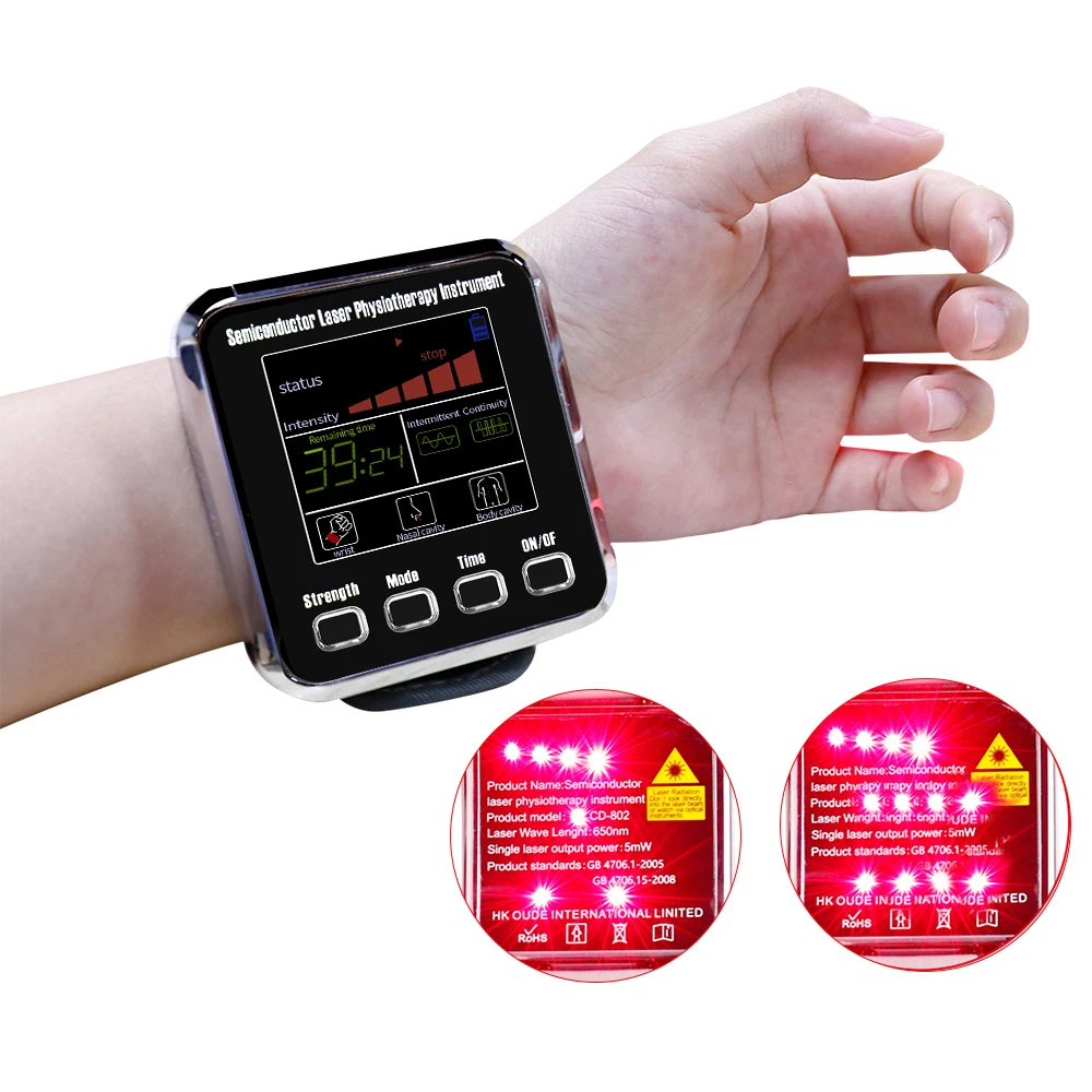 12/7 Holes 650nm Laser Therapy Watch LLLT Wrist Watch For Therapy Diabetes Cholesterol Hypertension Treatment Rhinitis Sinusitis