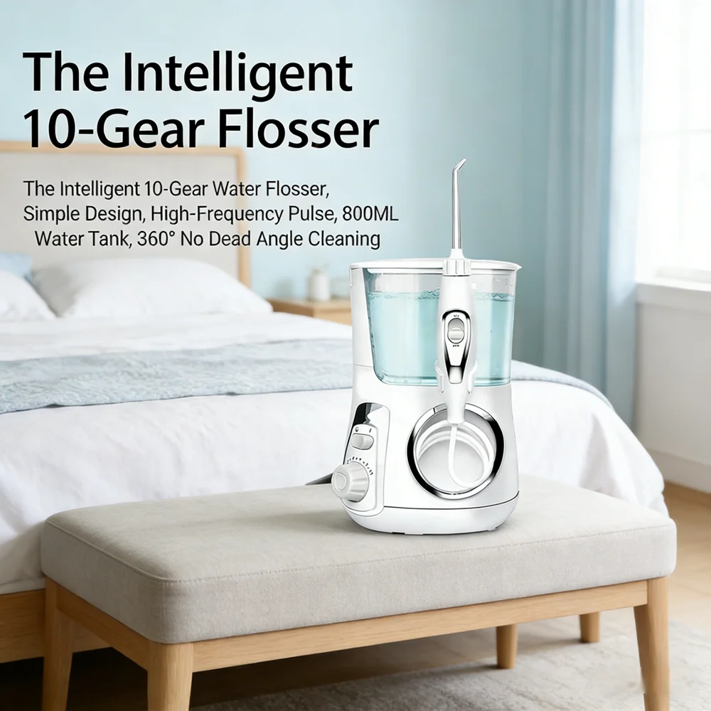 

Электрический ирригатор для домашнего использования с 10 режимами, резервуаром для воды 800 мл, 5 насадками, для глубокой чистки зубов, борьбы с неприятным запахом изо рта и кариесом