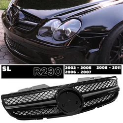 SL65-style Front Bumper GT Diamond 1-Fin ABS Radiator Grille for Mercedes Benz SL Class R230 2002 - 2011 SL350 SL500 SL550 SL600