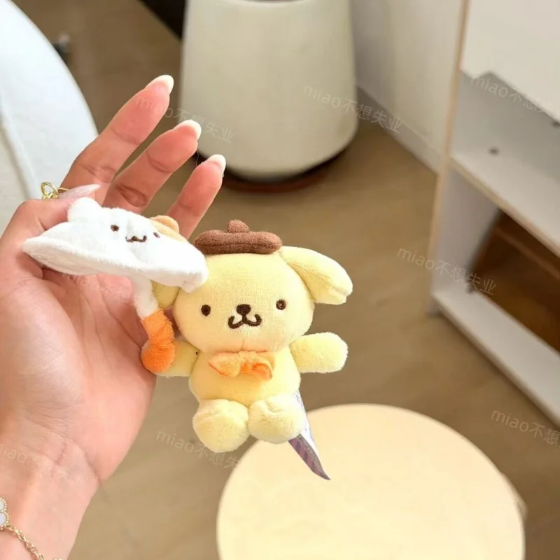 10CM Kuromi Hangyodon My Melody Umbrella Plush Toy Keychain cartoon umbrella holding cinnamoroll pochacco kt plushie bag charm view 5