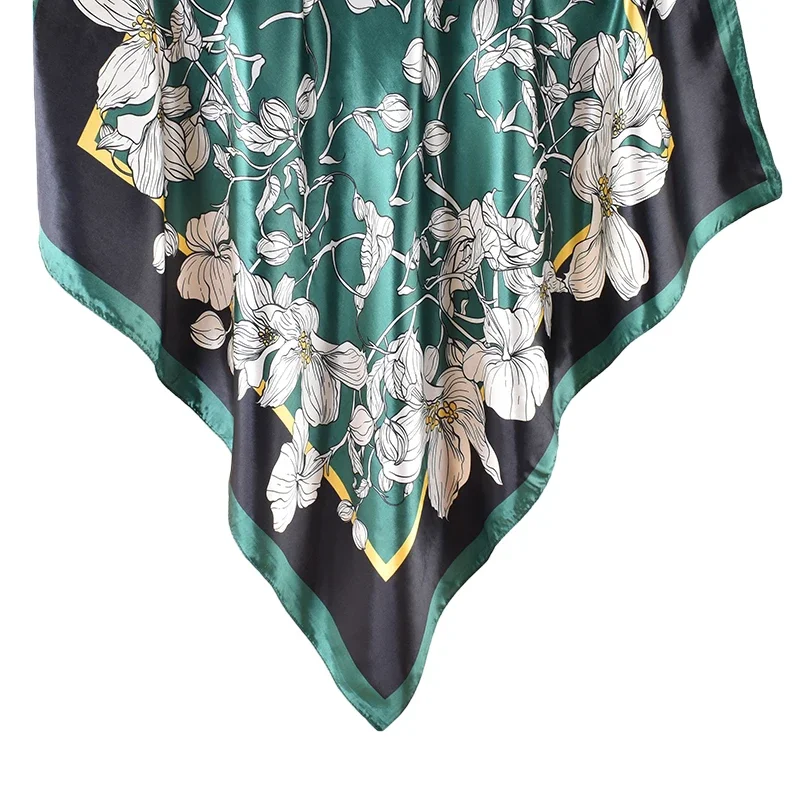 2024 Spring New Scarf Thin Simulation Silk Retro Print Light Luxury Scarf 90 Colored Ding High Quality Square Scarf