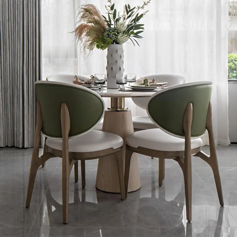 Modern simple solid wood Internet celebrity home restaurant high-end cream style designer