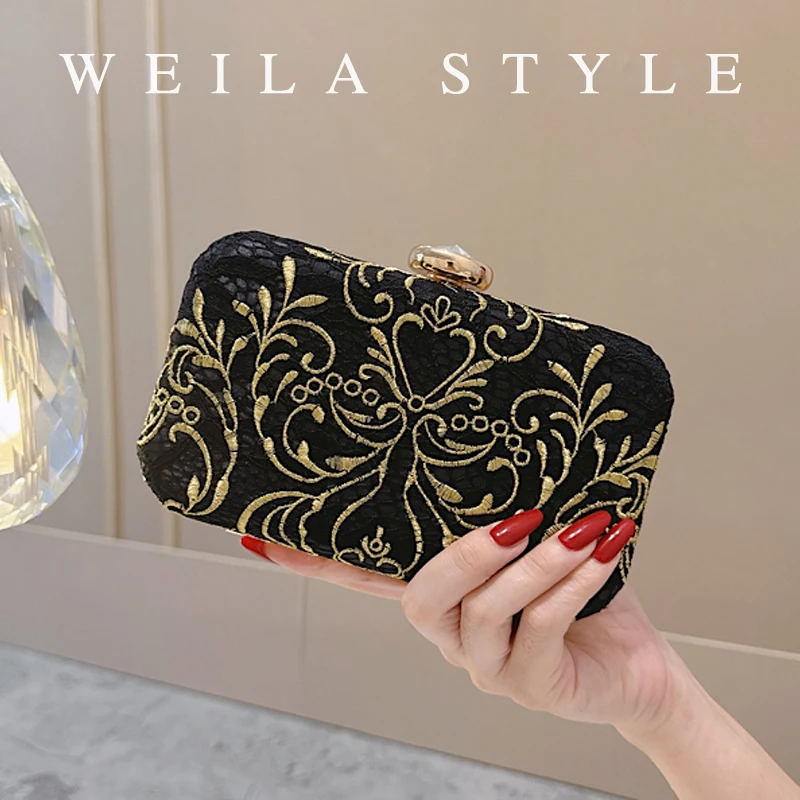 

Velvet Pearl Decor Event Clutch Bag, Metal Chain Buckle Banquet Purse, Party Evening Cocktail Handbag