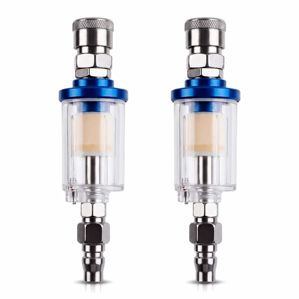 

2pcs 1/4 Inch BSPP Oil Water Separator 1/4 Inch NPT Male and Female Thread Compressed Air Filter Plastic