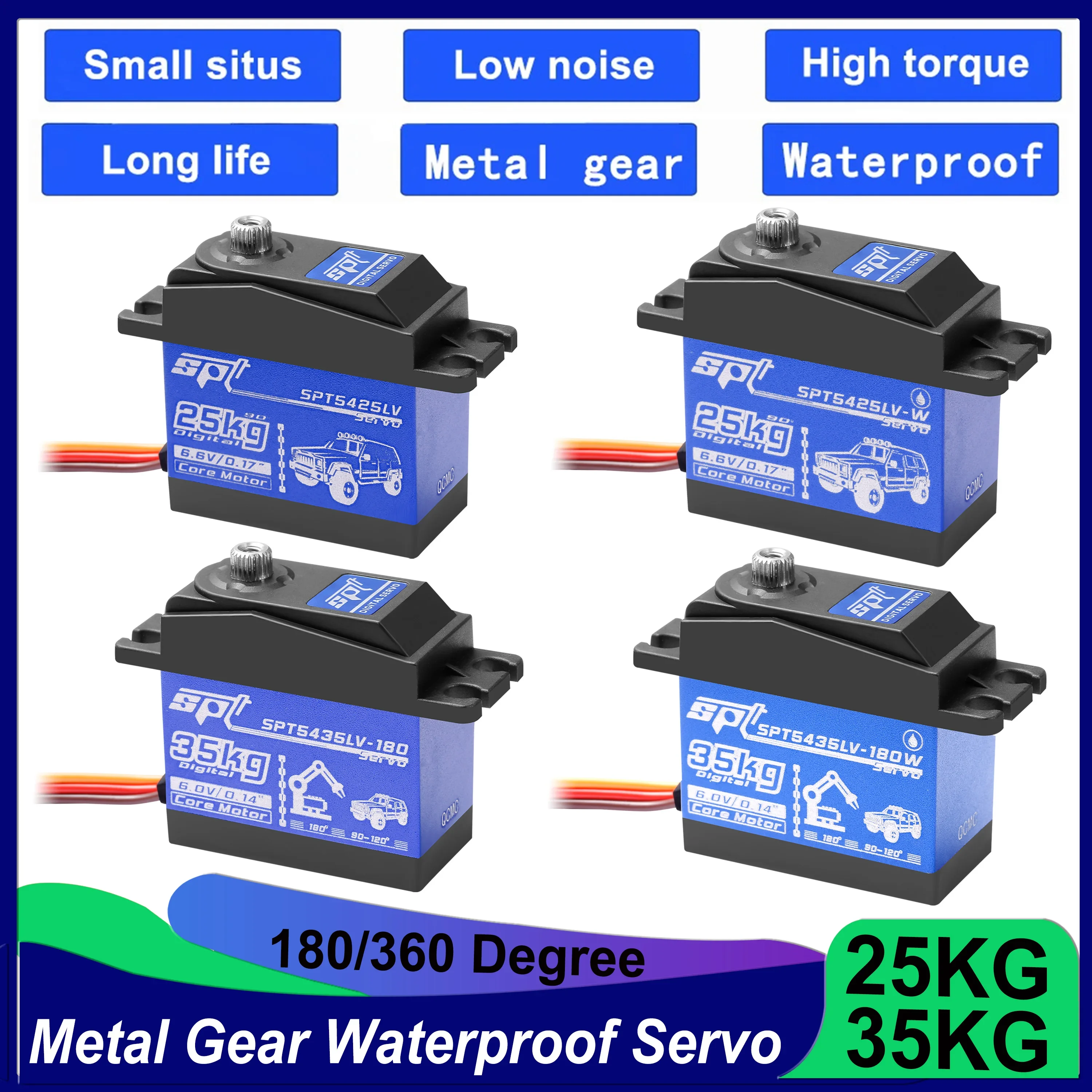 SPT 25KG 35KG Digitale RC Servo Groot koppel 180 °   360 °   Metal Gear waterdichte motor voor RC Crawler Car SCX10 TRX4 Drift Robot
