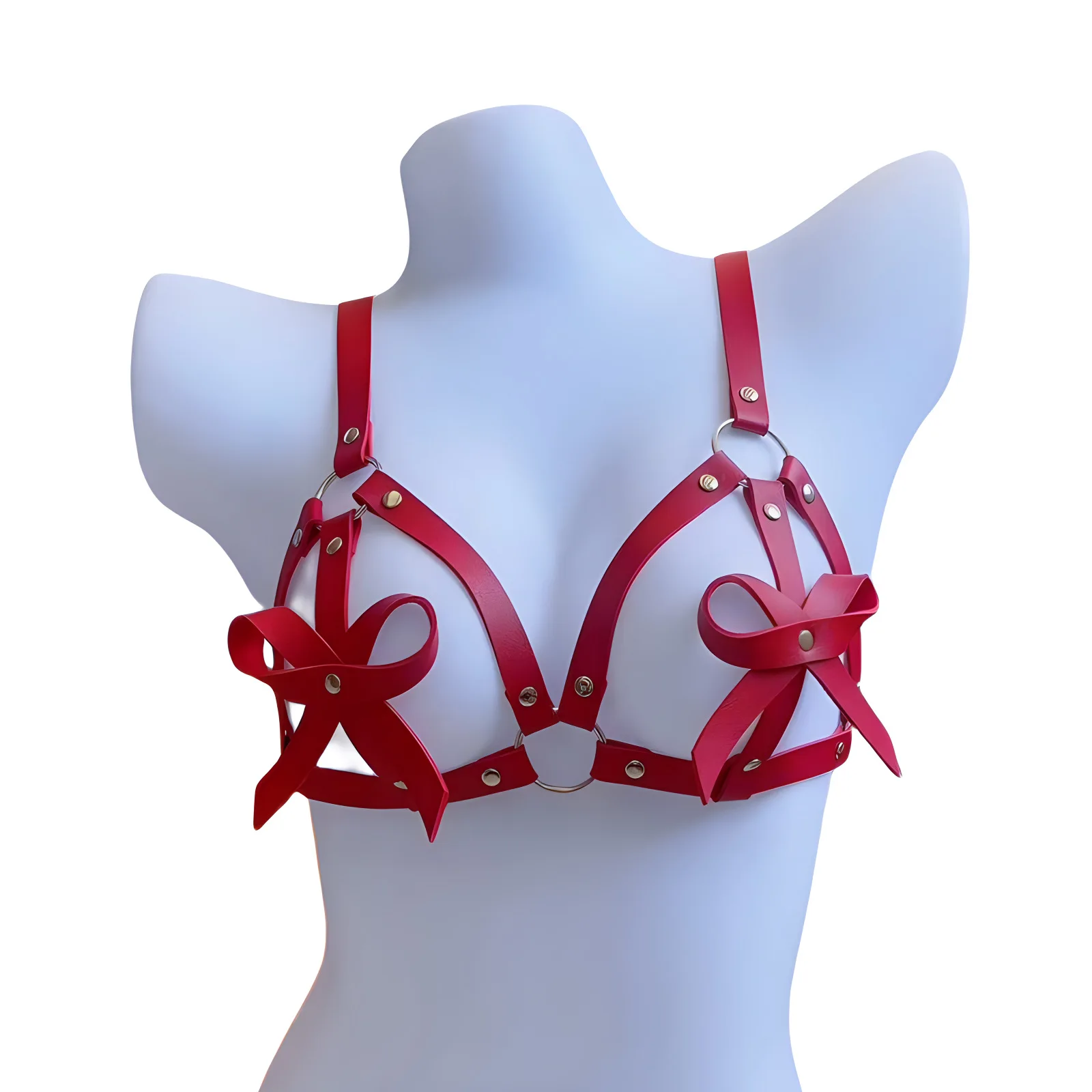 موضة جديدة القوس مربط صدر مشد ملابس داخلية جلدية عبودية الجسم تسخير حزام مثير القوطية الوثن مثير اكسسوارات للنساء