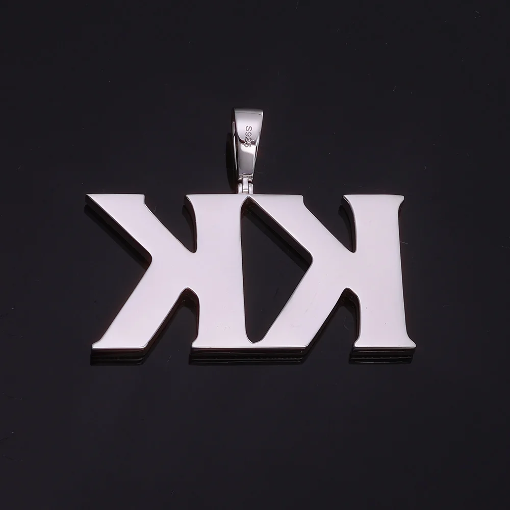 HHIOK مخصص 60 مللي متر عرض مويسانيتي قلادة بحرف قلادة 925 فضة الهيب هوب مجوهرات