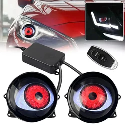 3 Inch Car Devil Eyes Lens Lights 12-36V Demon Red Eye Dynamic Headlight Assembly With Remote Control Auto Retrofit Accessorie