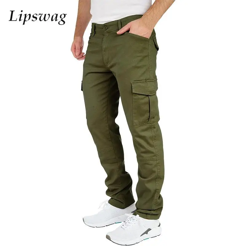 

Daily Casual Men's Straight Cargo Pants Streetwear Vintage Multi Pockets Solid Color Trousers Men Spring Fall Stylish Slim Pants