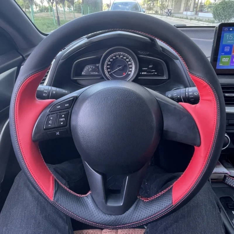 Car Steering Wheel Cover Braid Genuine Leather For Mazda CX-5 CX5 Atenza 2014 New Mazda 3 CX-3 Scion iA 2016 Car Accessories