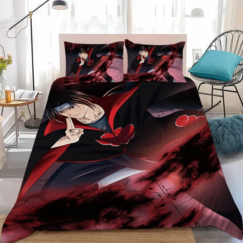 N-NARUTO Anime Cool Duvet Cover Set Home Style Bedding Soft Laundry Cotton Bed 3 Piece Set Student Dormitory Gift