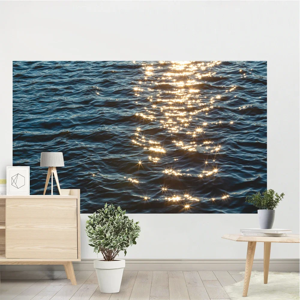 Shimmering Sea Surface Scenery Vacation Tapestry River  Wall Decor Bedroom Decoration  Bedding Room Decorative