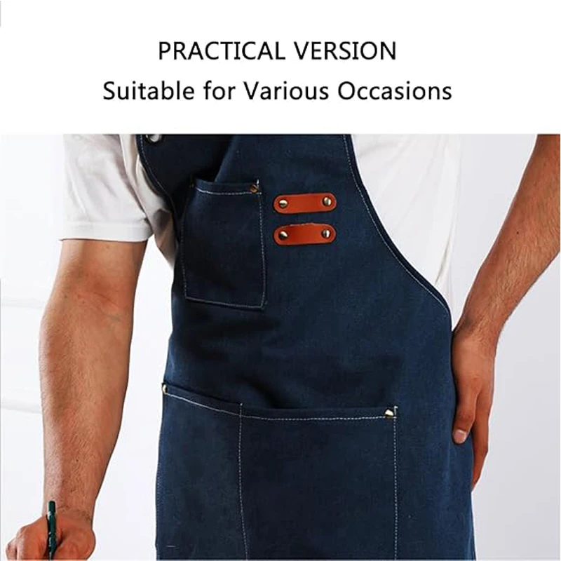 Leinwand Küchenschürzen Mode Frau Männer Chef Arbeitsschürze Gartenarbeit Arbeitskleid Wasserdicht Grill Shop Schönheit Nägel Uniform Schürzen – Detail 7