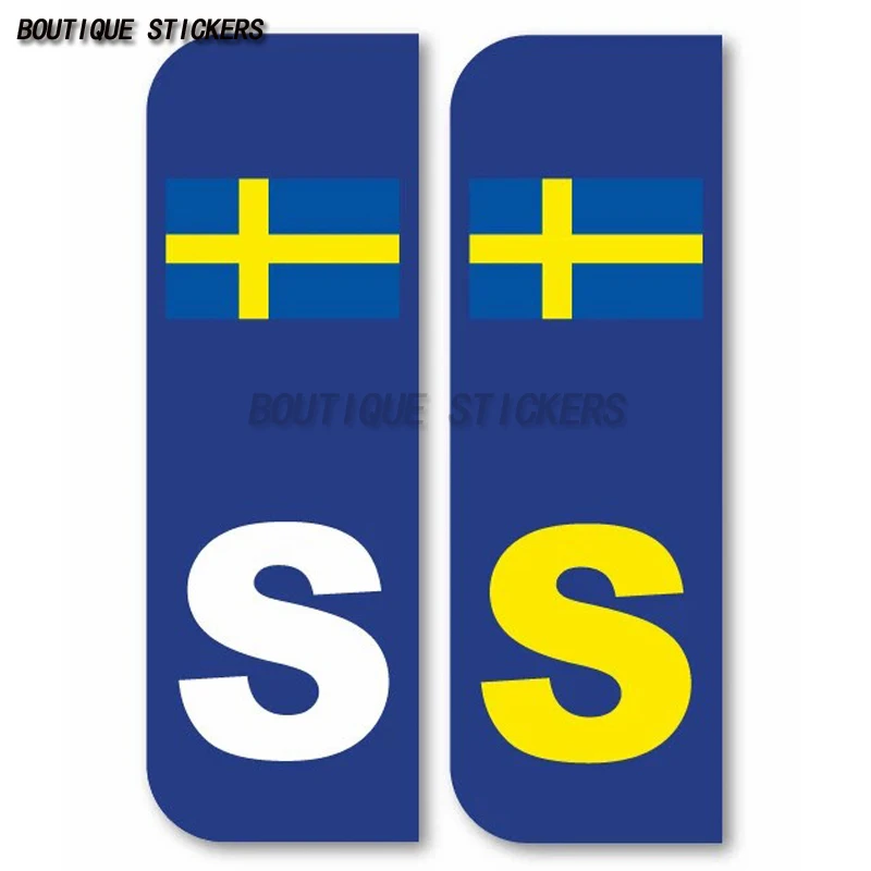 2 x S FLAG SWEDEN Car Number Plate vinyl stickers