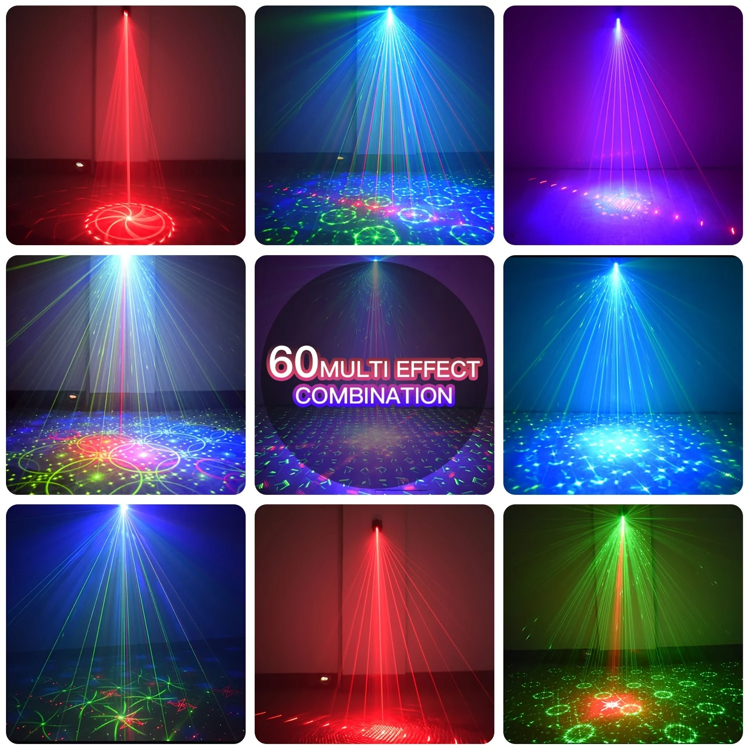 Party Light DJ Disco Ball RGB Sound-Activated LED Strobe Light Flash Projector with Remote Control for Home Gatherings