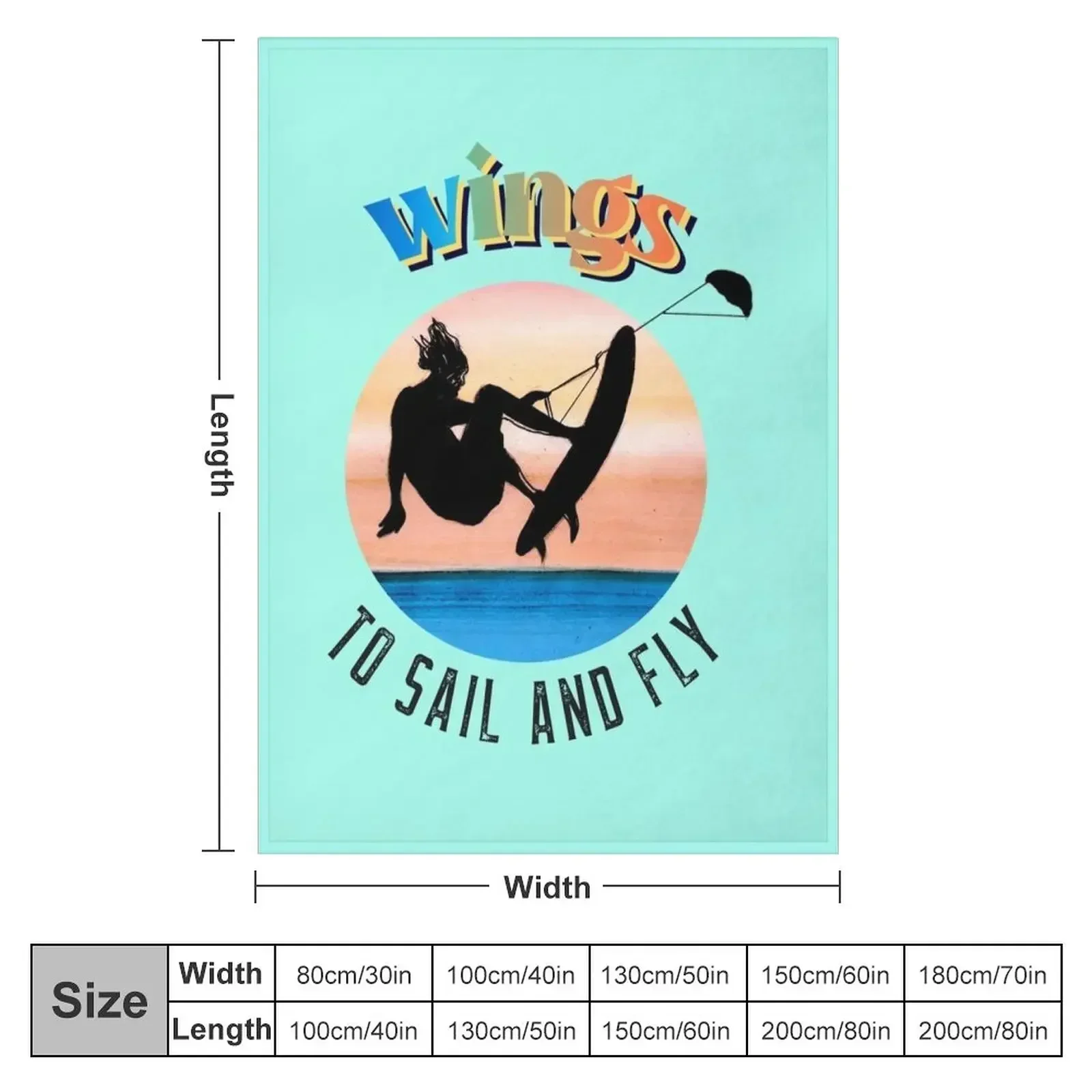 Kytesurfer illustration wings to sail and fly Throw Blanket couch cozy soft plush fuzzy picnic outdoor blanket