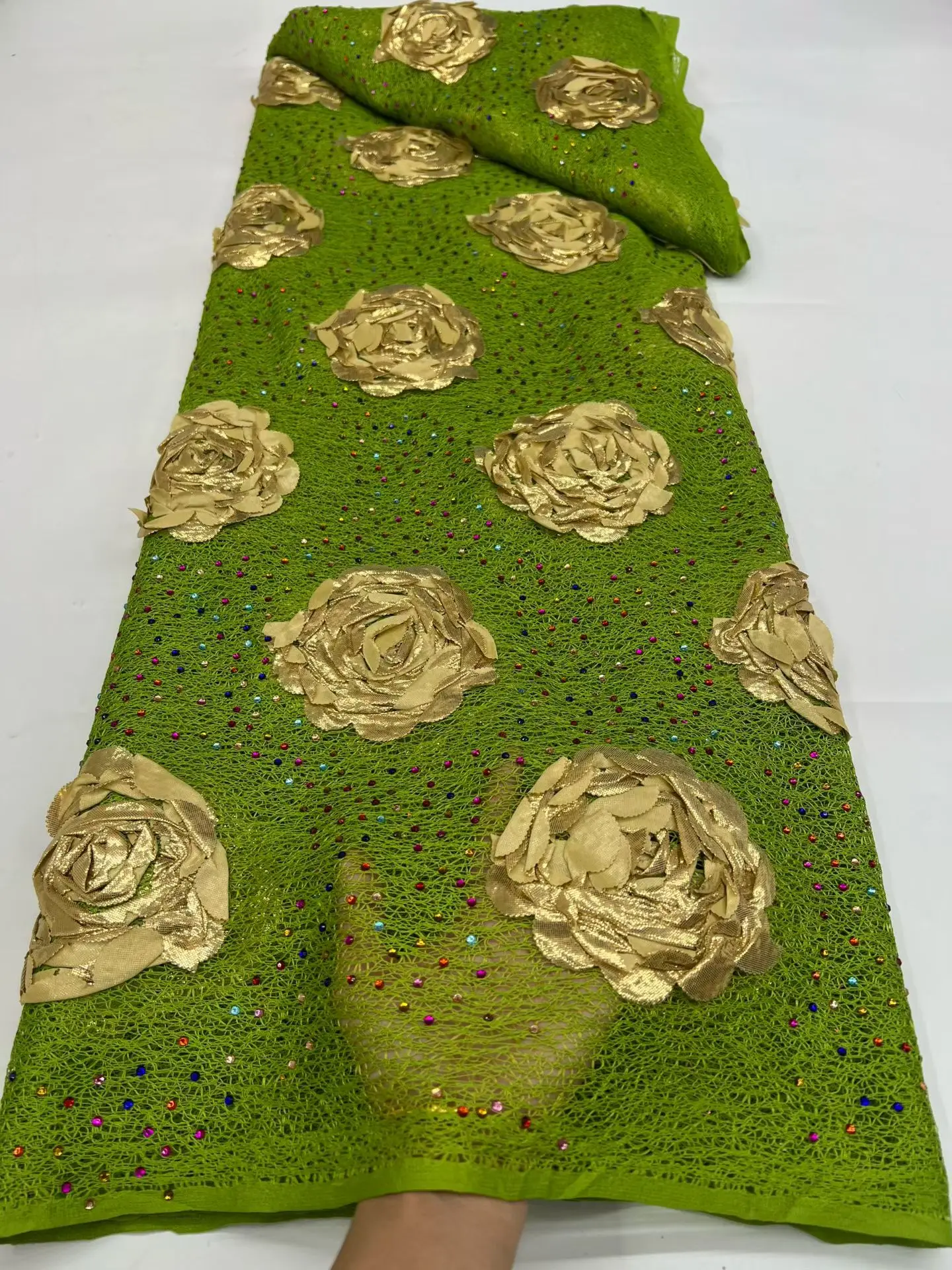 Luxury 3D Applique African Mesh Lace Fabric High Quality Nigerian Guipure Cord for Wedding Dress Embroidery 5 Yards 2026