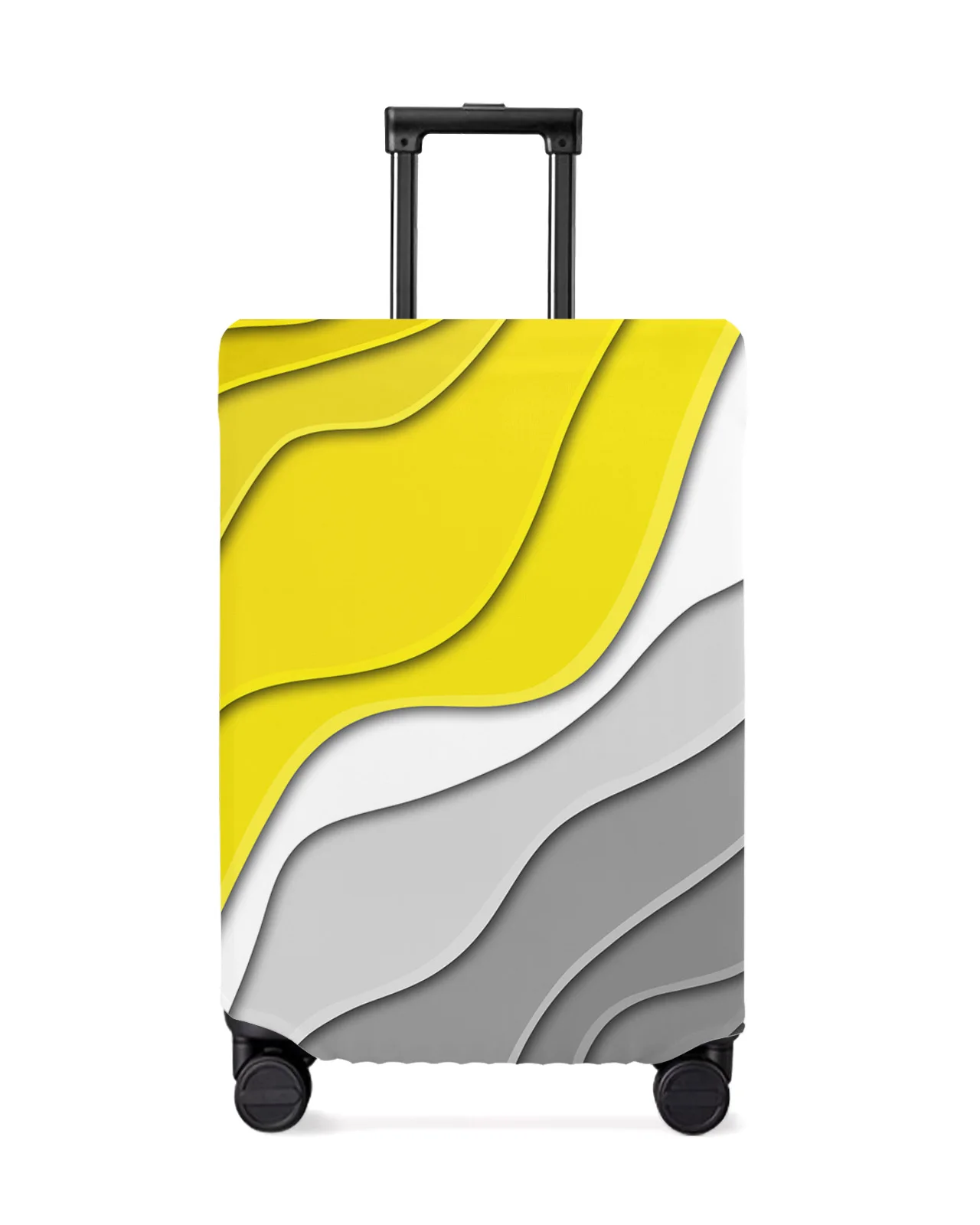 Yellow Grey Gradient Geometric Abstract Travel Luggage Cover Elastic Baggage Cover Suitcase Case Dust Cover Travel Accessories