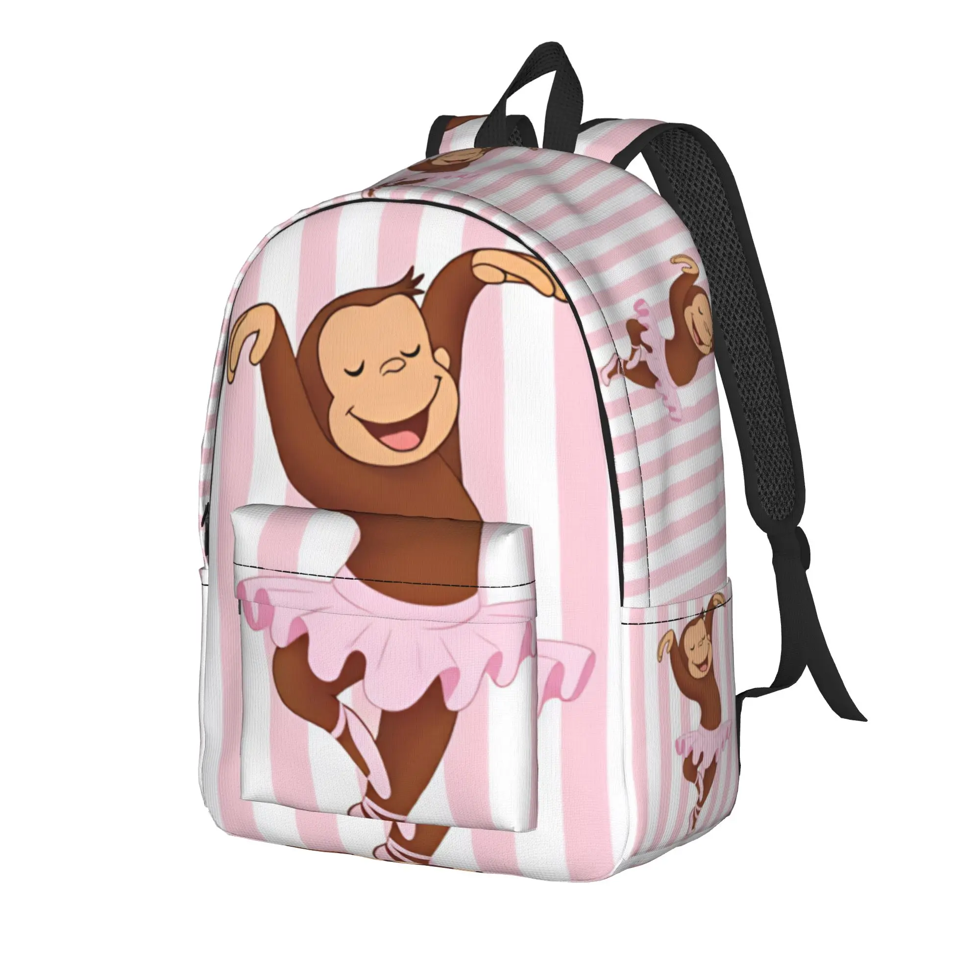 Curious George African Monkey  Backpack Youth  Breathable Backpacks Polyester Cute High School Bags Workout Colorful Rucksack