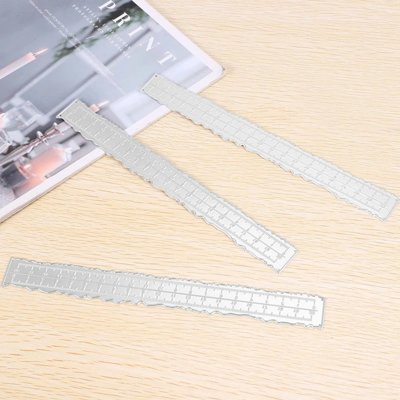 3 Pieces 8.4 Inches Metal Irregular Edges Ruler Edges Ruler For Card Making Scrapbooking Craft Decor School Office Tools