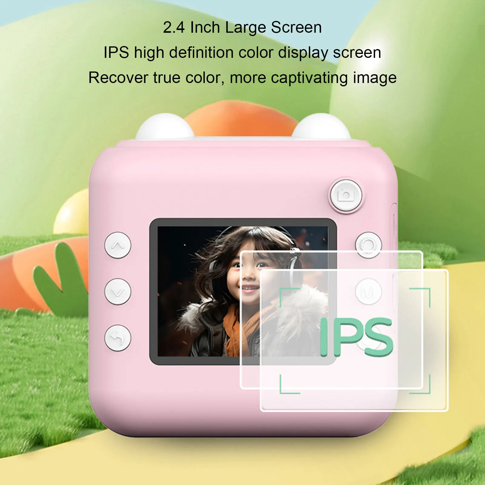 Kids Instant Print Camera 24MP 1080P 2.4 Inch Screen Fun Games Music Playback Dual Lens Kids Camera with Print Paper Kids Camera