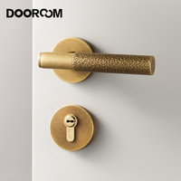 DOOROOM New Door Lock Brass Hammered Polished Bedroom Door Handle Indoor Hidden Single Lock Interior Bathroom Wood Door Lever