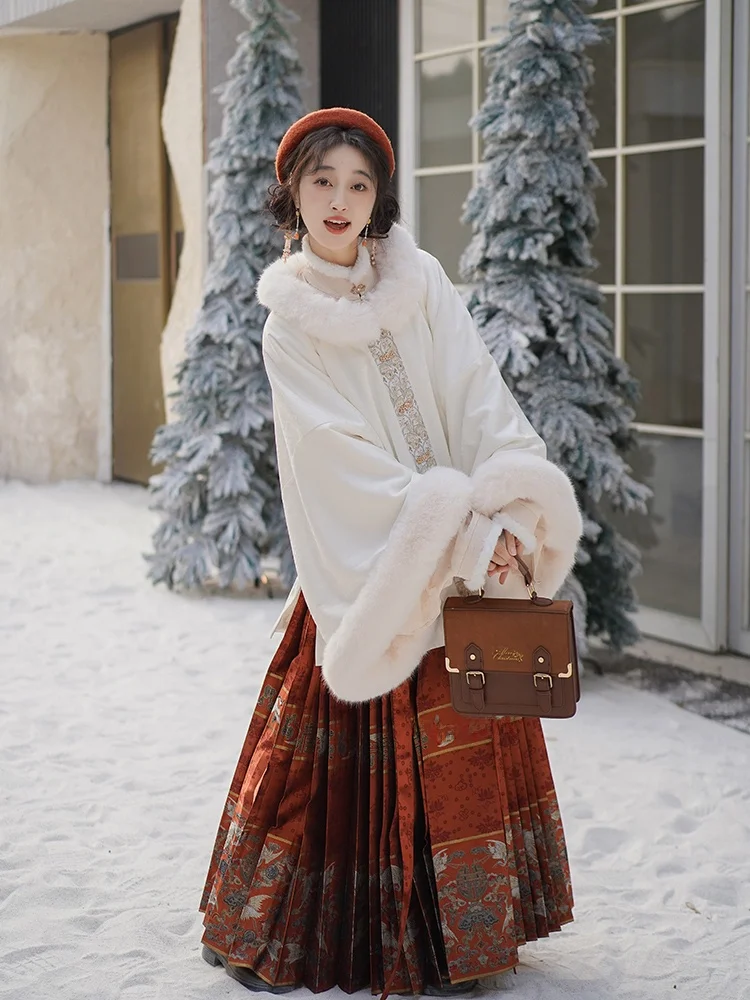 

Оригинальная зимняя куртка Ханьфу с круглым вырезом и пуговицами, в стиле династии Мин, новый китайский стиль, женский топ для повседневной носки