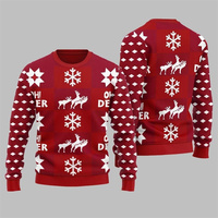 Santa Claus Reindeer North Pole Ugly Christmas Sweater Loose Candy Print Pullover Sweater Xmas Fashion Men Sweatshirt 2025 Top