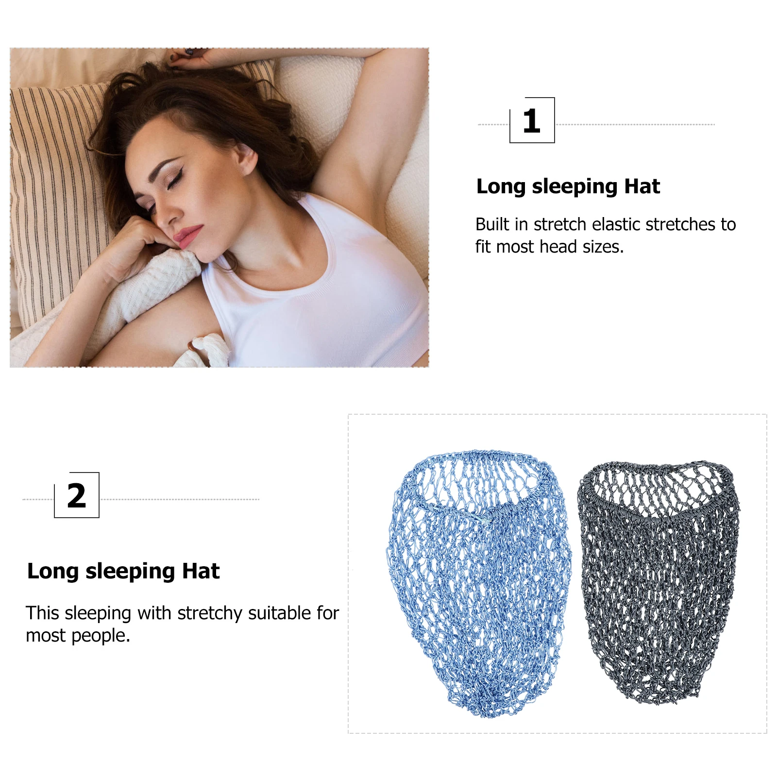 

2 Pcs Crochet Mesh Miss Crocheted Hair Net Nets for Women Sleeping Braid