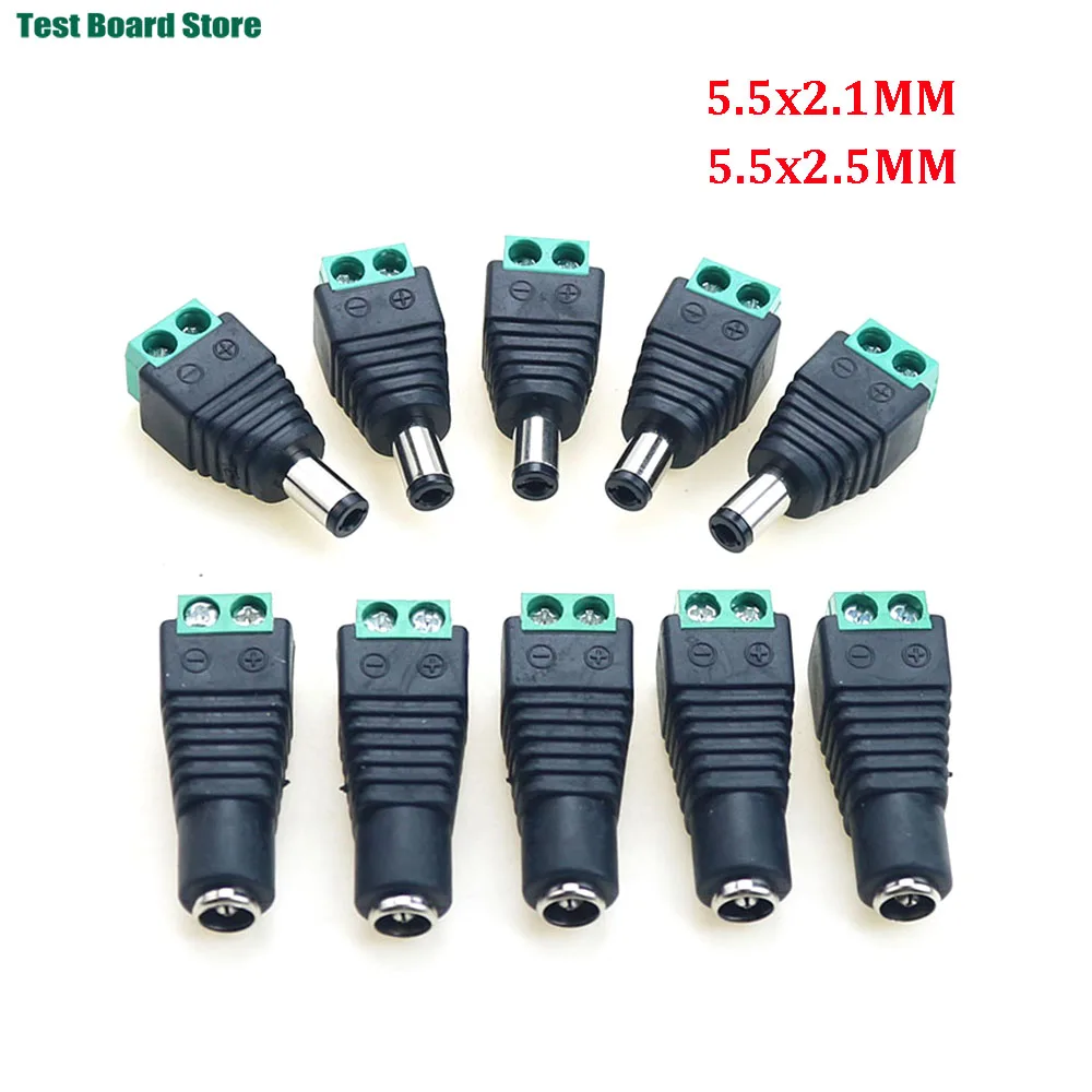 

1/2pcs DC Power plug male female 5.5x2.1MM5.5x2.5MM 12V Jack Adapter Connector Plug CCTV Cameras 5050 3528 Single Color LED Strp