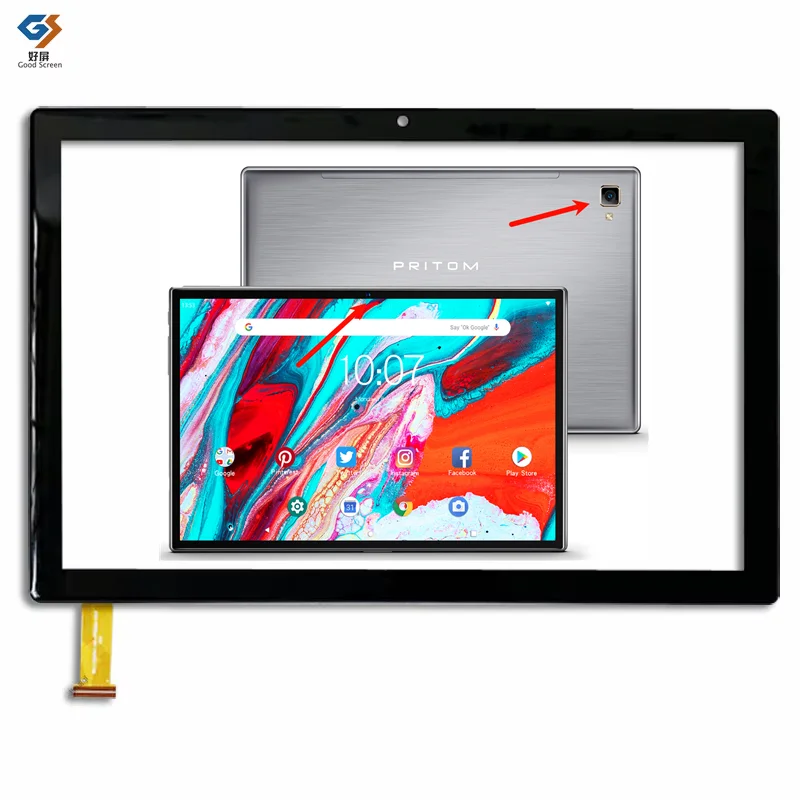 Czarny 10.1 cal dla Pritom TronPad L10 Tablet PC pojemnościowy ekran dotykowy Digitizer czujnik zewnętrzne szkiełko Panel