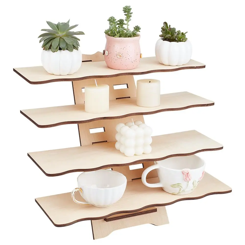 1set Wooden Desktop Card Envelope Storage Rack DIY Graffiti Display Rack Plant Bottle Storage Decoration Rack