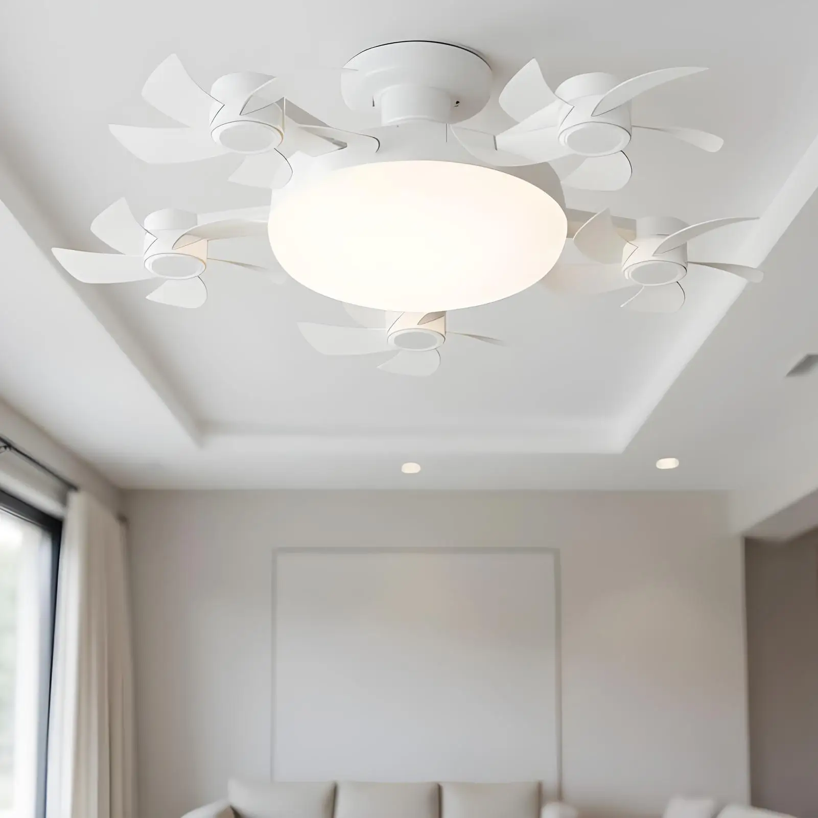 

Silent Led Ceiling Fan With Remote Control 3 Speeds Timing Fans Low Floor Loft Fan With Lights for Bathroom Dormitory