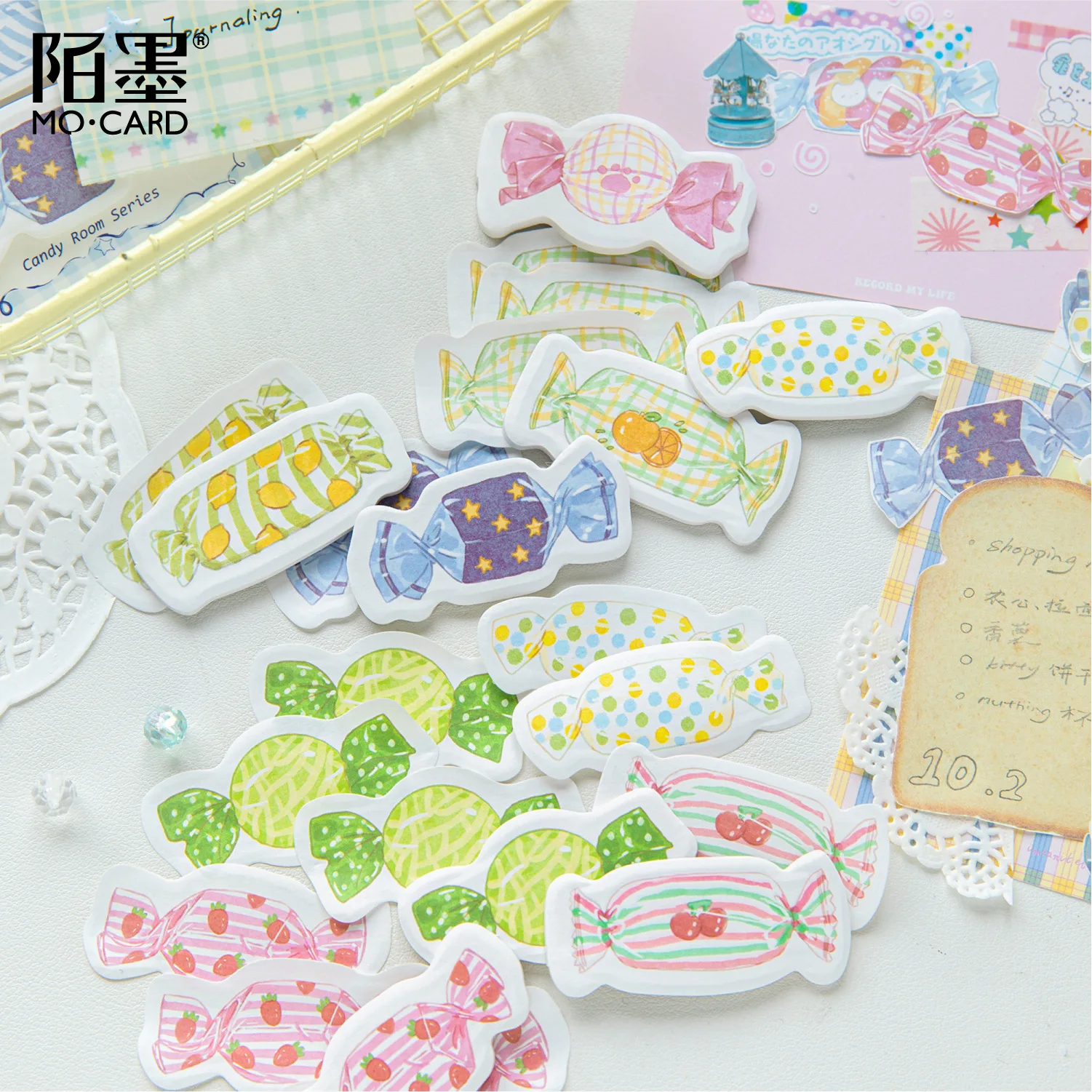 Kawaii Stationery Color Candy Label Index Stickers Aesthetic Message Memo for Handbook Scrapbooking Office Supplies