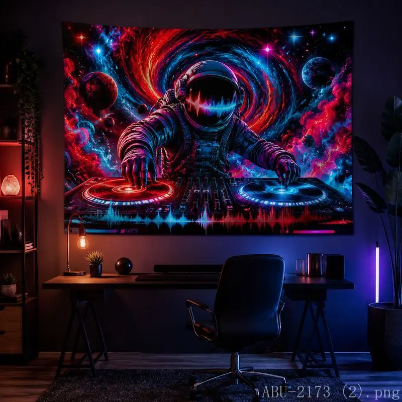 VIKAMA Astronaut Galaxy Tapestry Psychedelic Trippy Wall Hanging Bedroom Dorm Gaming E-Sports Decor