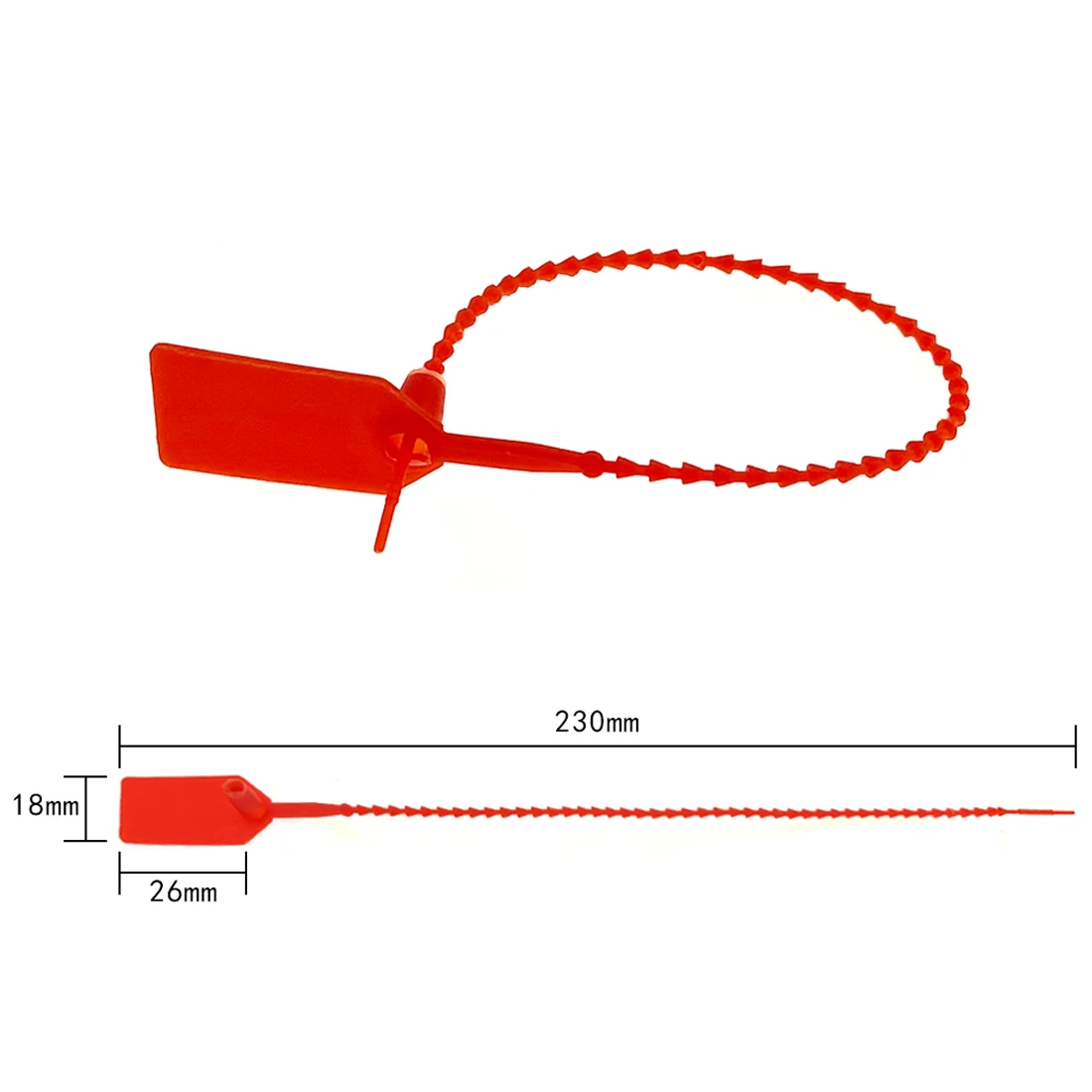 50pcs Bead Type Cable Ties Plastic Seals Nylon Buckle Tags Signs Container Safety Anti-theft Red Color 23cm Long 18x26mm