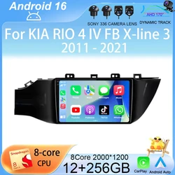 Android 16 Car Radio For KIA RIO 4 IV FB X-line 3 2011- 2016 2017 2018 2020-2021 Multimedia Player GPS Navigation Stereo 2Din 4G