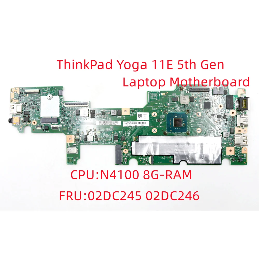 Laptop mainboard For Lenovo ThinkPad Yoga 11E 5th Gen Laptop Motherboard With N4100 8G-RAM 17833-1M  FRU:02DC245 02DC246