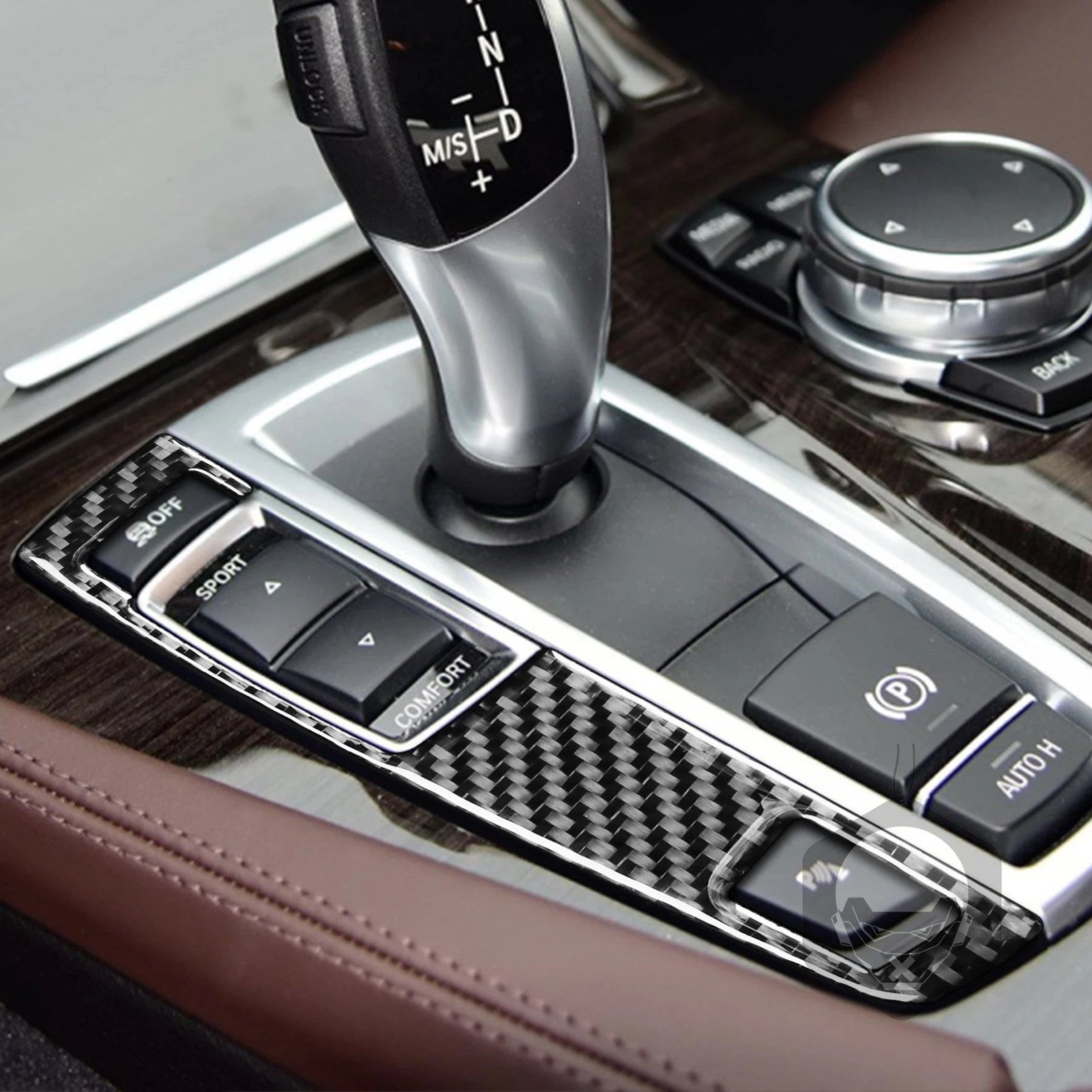 ألياف الكربون اكسسوارات السيارات الداخلية مركز وحدة التحكم والعتاد التحول نافذة رفع غطاء ملصق الكسوة لسيارات BMW 5 Series F10 2011-2017