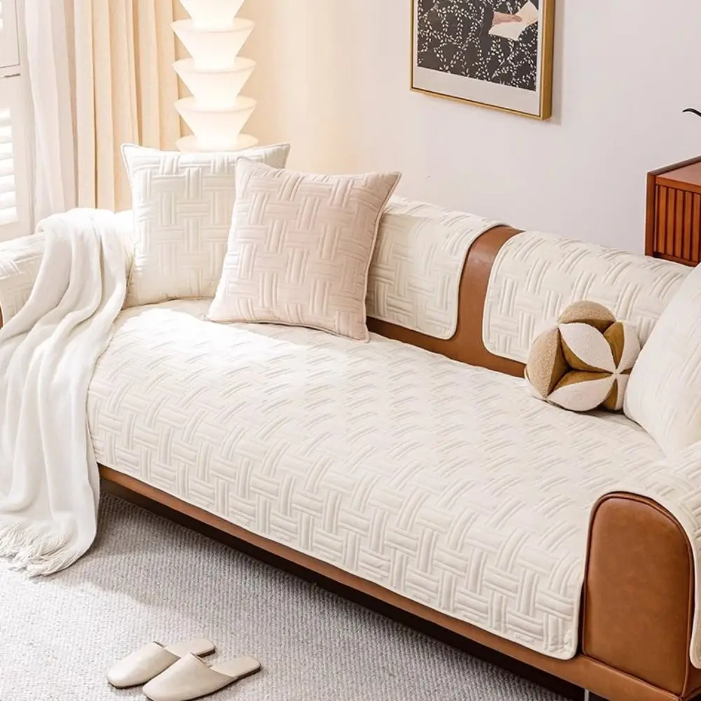 

Weaving Pattern Crystal Velvet Sofa Cushion Warm Wearproof Sofa Seat Cover Cloth Nordic Style Non-Slip Sofa Towel Living Room