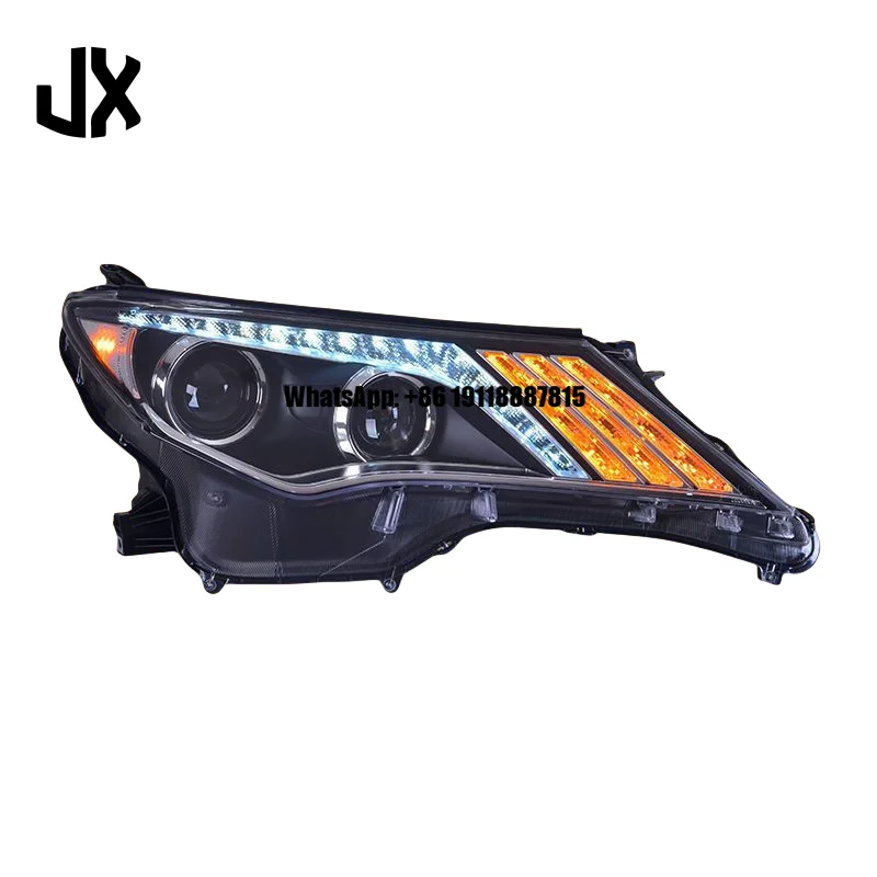 

For Toyota RAV4 Headlight Assembly 2013-2015 Model Modified LED Daytime Running Light Dual Lens Fluid Steering