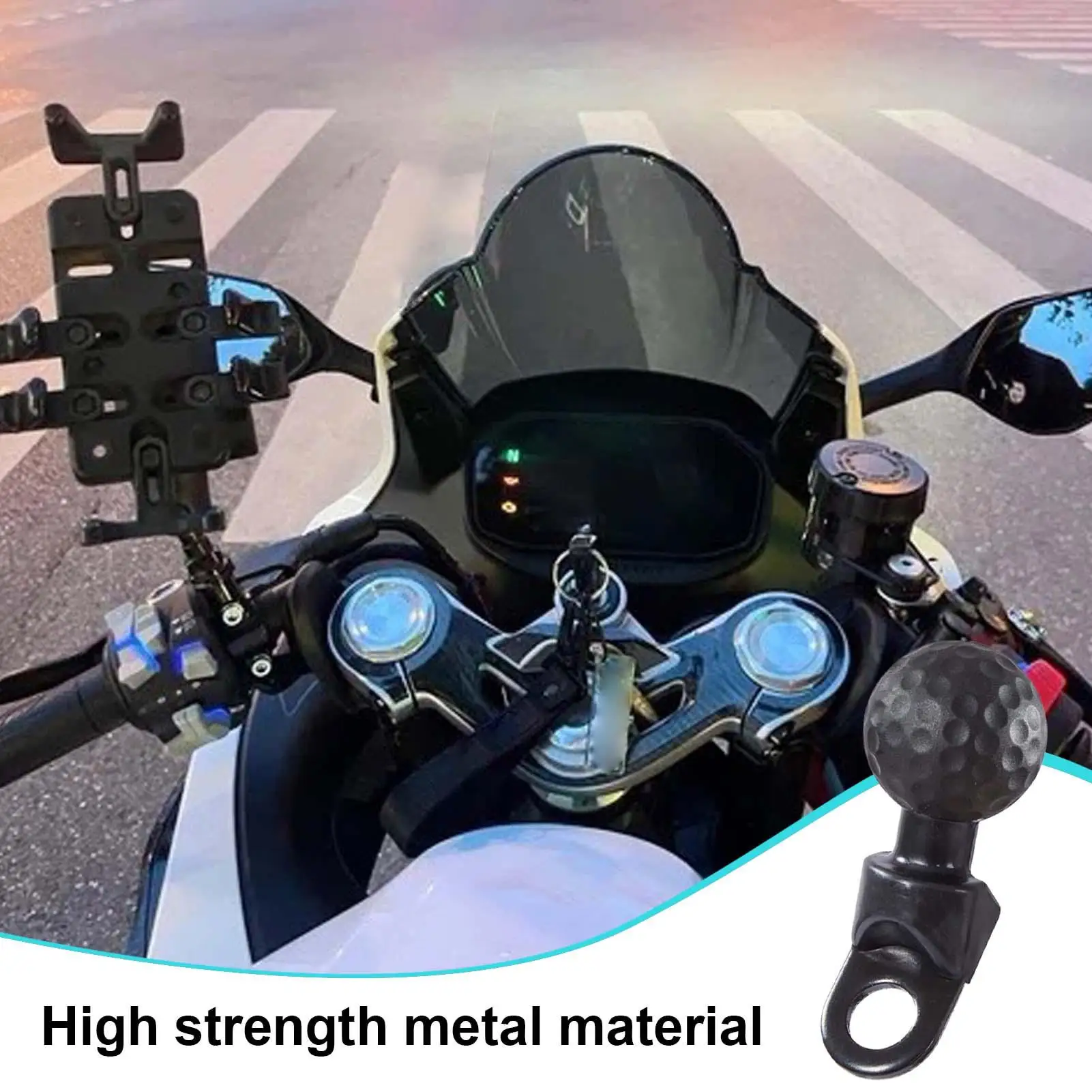 Angled Bolt Head Ram Mount Support Base with 1 Inch 25mm Ball Adapter for Motocycle Rearview Mirror Bracket