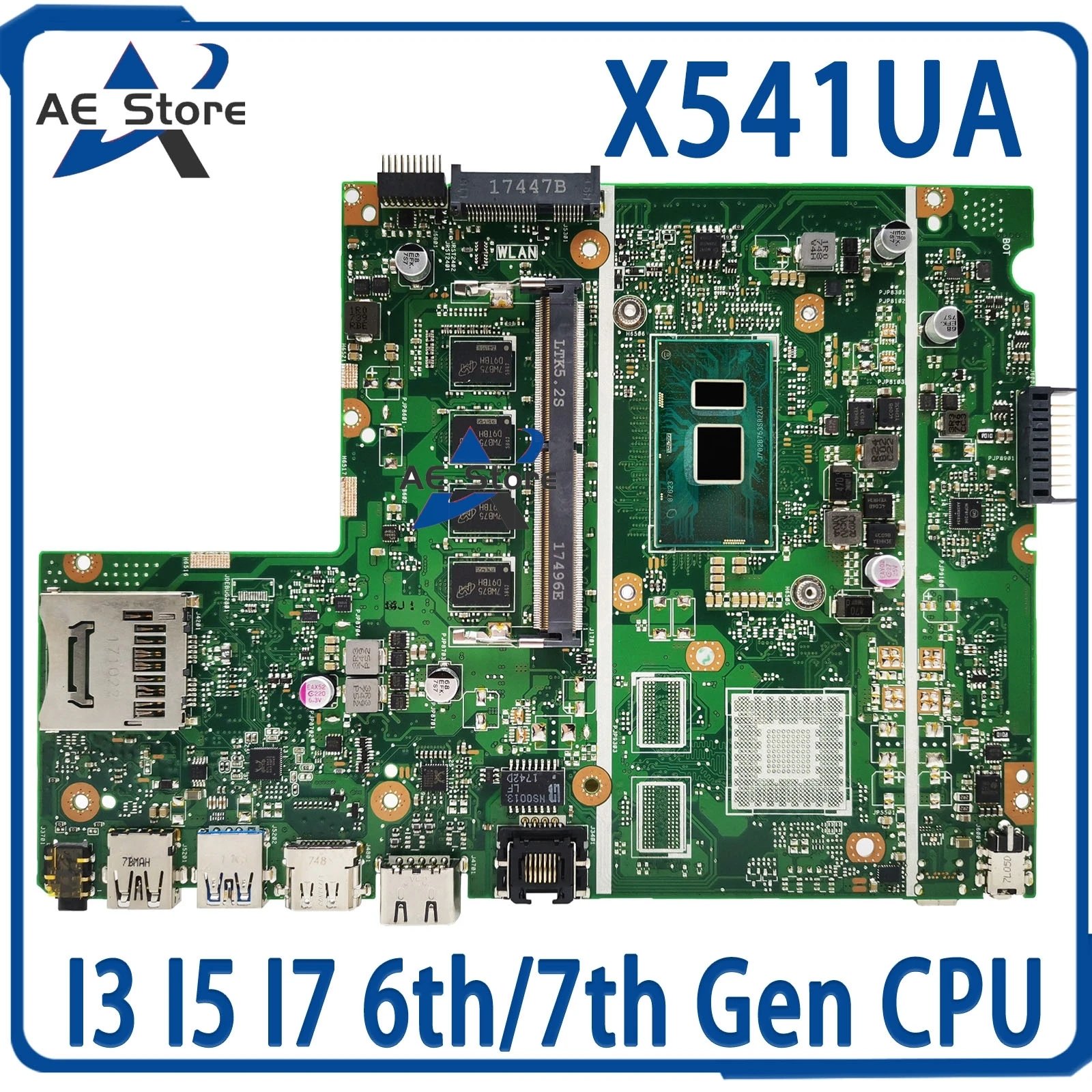 

X541UA Mainboard Laptop Motherboard For ASUS X541UJ X541UAK X541U F541U A541U X541UV X541UVK I3 I5 I7 CPU 4GB/8GB-RAM UMA